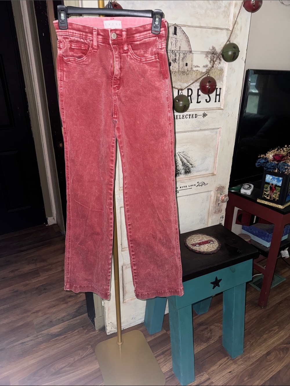 Saige Flare Jeans in Dusty Rose